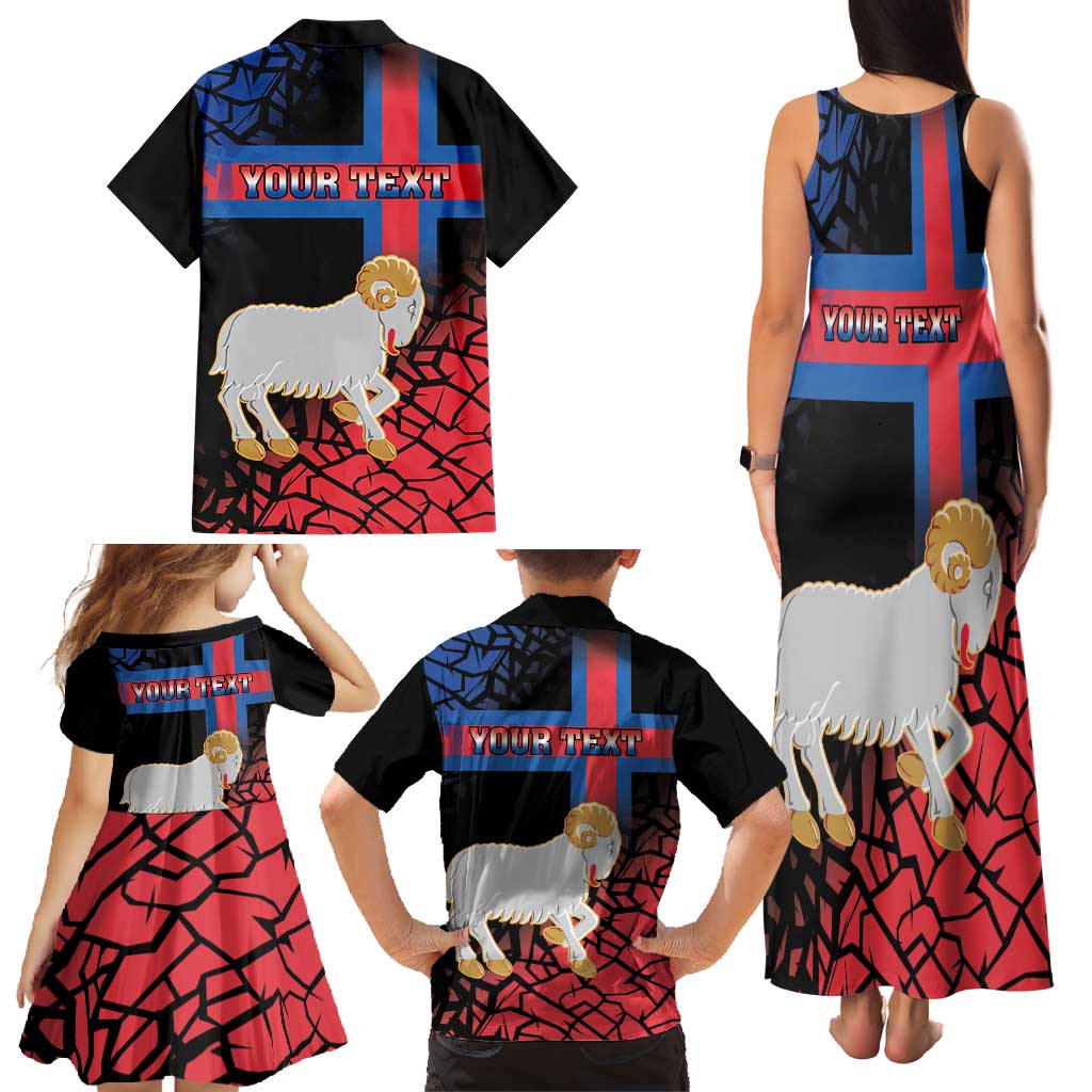 Personalized Faroe Islands Family Matching Tank Maxi Dress and Hawaiian Shirt Coat Of Arms Flag Style