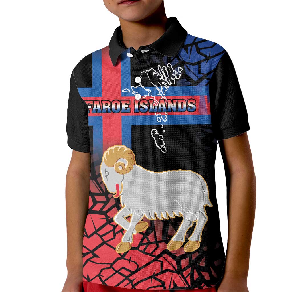 Personalized Faroe Islands Kid Polo Shirt Coat Of Arms Flag Style