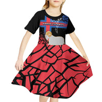Personalized Faroe Islands Kid Short Sleeve Dress Coat Of Arms Flag Style