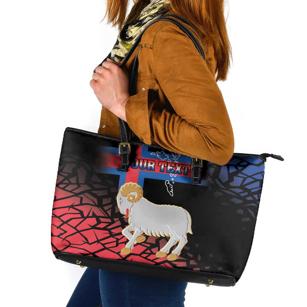 Personalized Faroe Islands Leather Tote Bag Coat Of Arms Flag Style