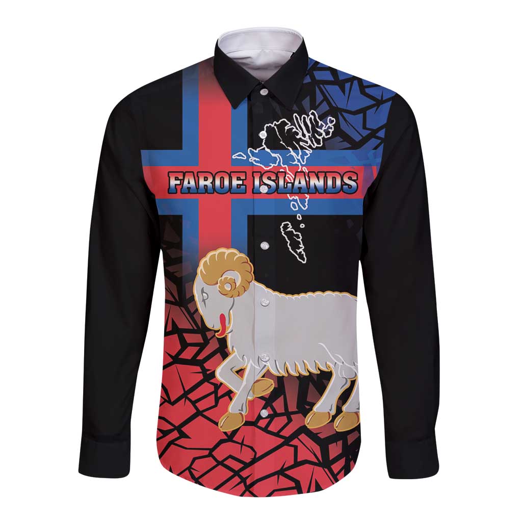 Personalized Faroe Islands Long Sleeve Button Shirt Coat Of Arms Flag Style