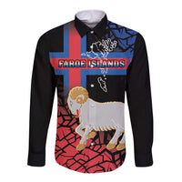 Personalized Faroe Islands Long Sleeve Button Shirt Coat Of Arms Flag Style