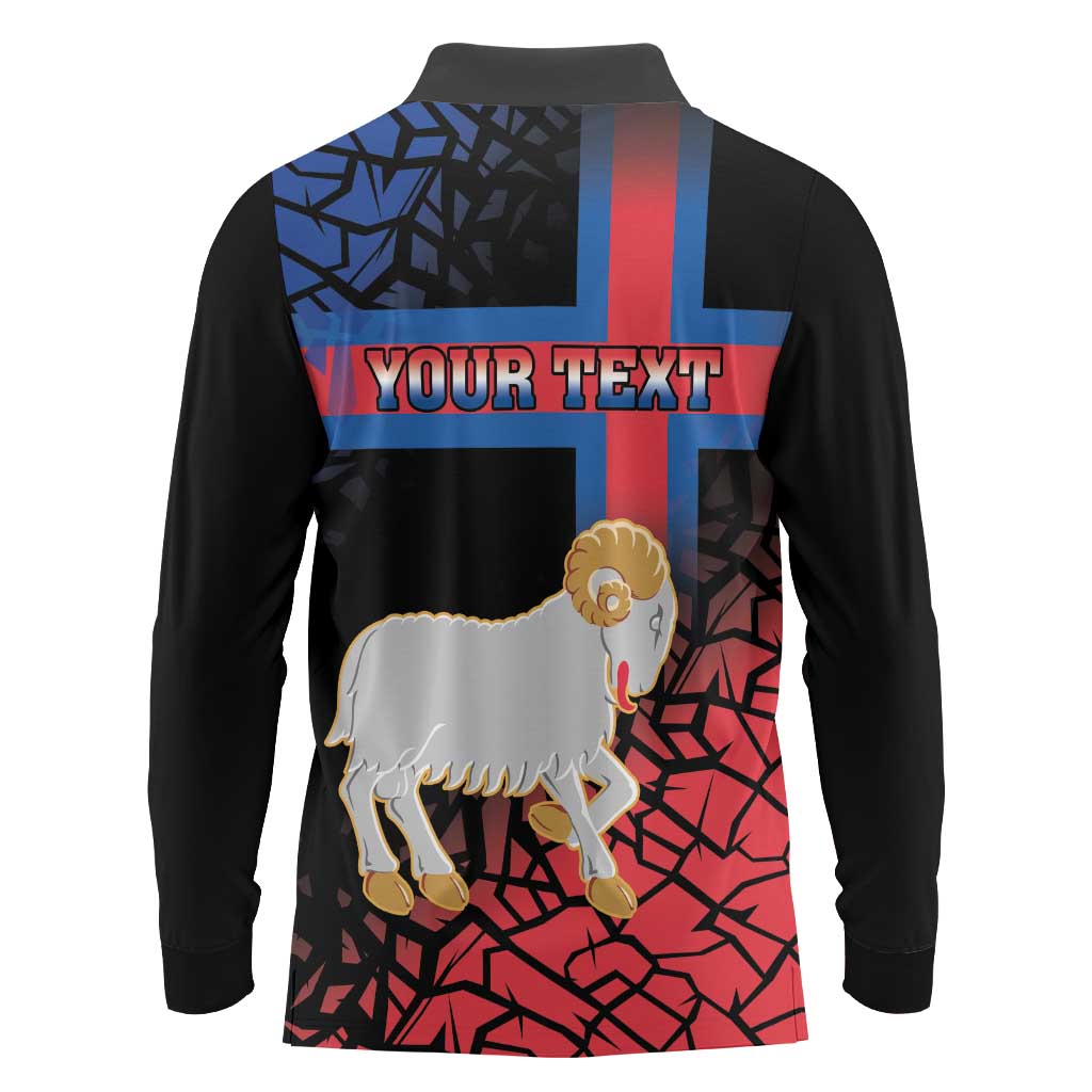 Personalized Faroe Islands Long Sleeve Polo Shirt Coat Of Arms Flag Style