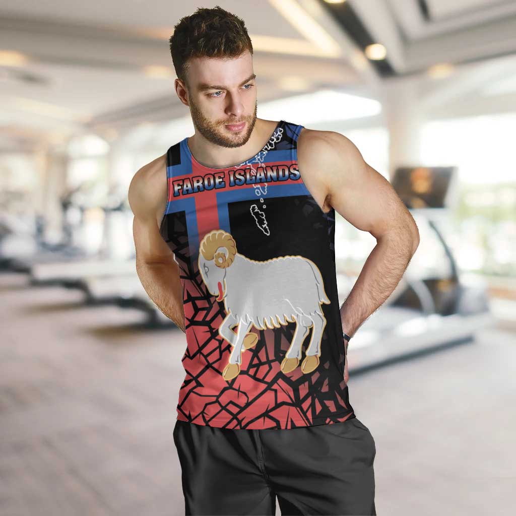 Personalized Faroe Islands Men Tank Top Coat Of Arms Flag Style