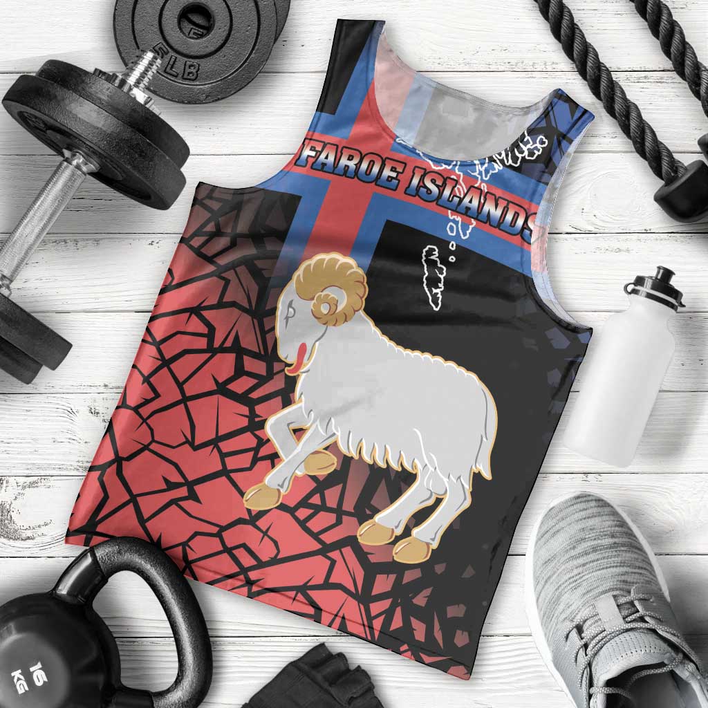 Personalized Faroe Islands Men Tank Top Coat Of Arms Flag Style