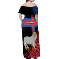 Personalized Faroe Islands Off Shoulder Maxi Dress Coat Of Arms Flag Style