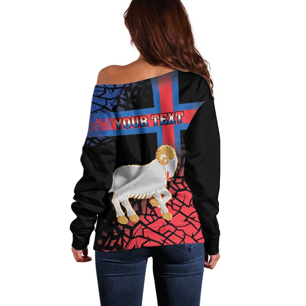 Personalized Faroe Islands Off Shoulder Sweater Coat Of Arms Flag Style