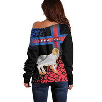 Personalized Faroe Islands Off Shoulder Sweater Coat Of Arms Flag Style