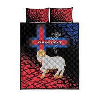 Personalized Faroe Islands Quilt Bed Set Coat Of Arms Flag Style