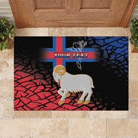 Personalized Faroe Islands Rubber Doormat Coat Of Arms Flag Style