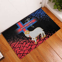 Personalized Faroe Islands Rubber Doormat Coat Of Arms Flag Style