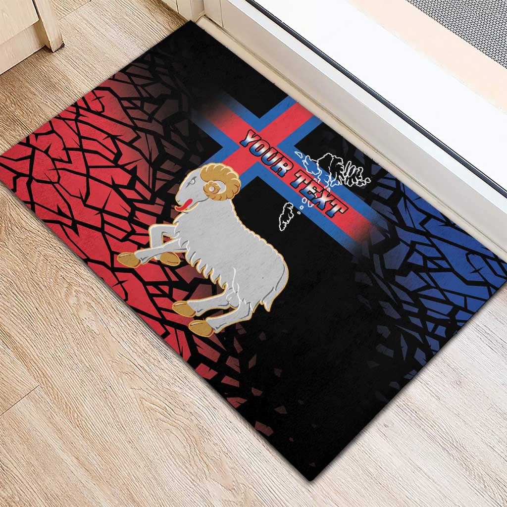 Personalized Faroe Islands Rubber Doormat Coat Of Arms Flag Style