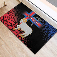Personalized Faroe Islands Rubber Doormat Coat Of Arms Flag Style
