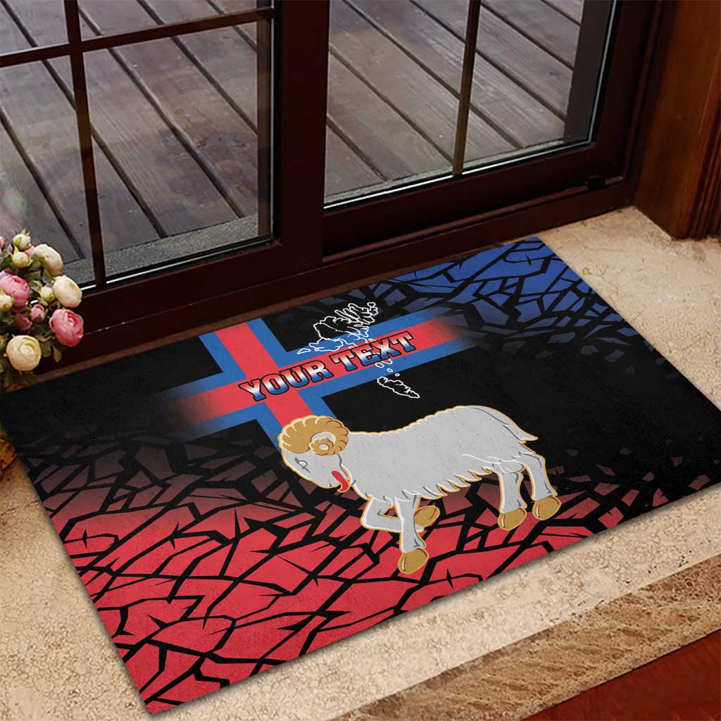 Personalized Faroe Islands Rubber Doormat Coat Of Arms Flag Style