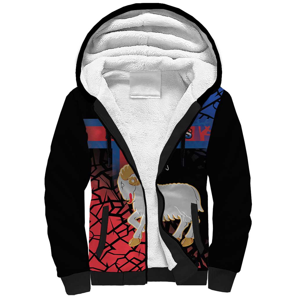 Personalized Faroe Islands Sherpa Hoodie Coat Of Arms Flag Style