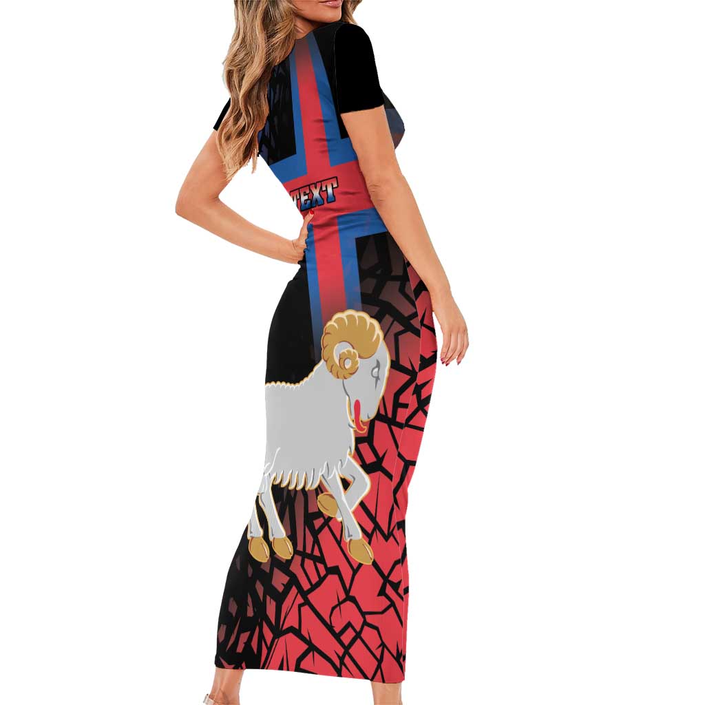 Personalized Faroe Islands Short Sleeve Bodycon Dress Coat Of Arms Flag Style