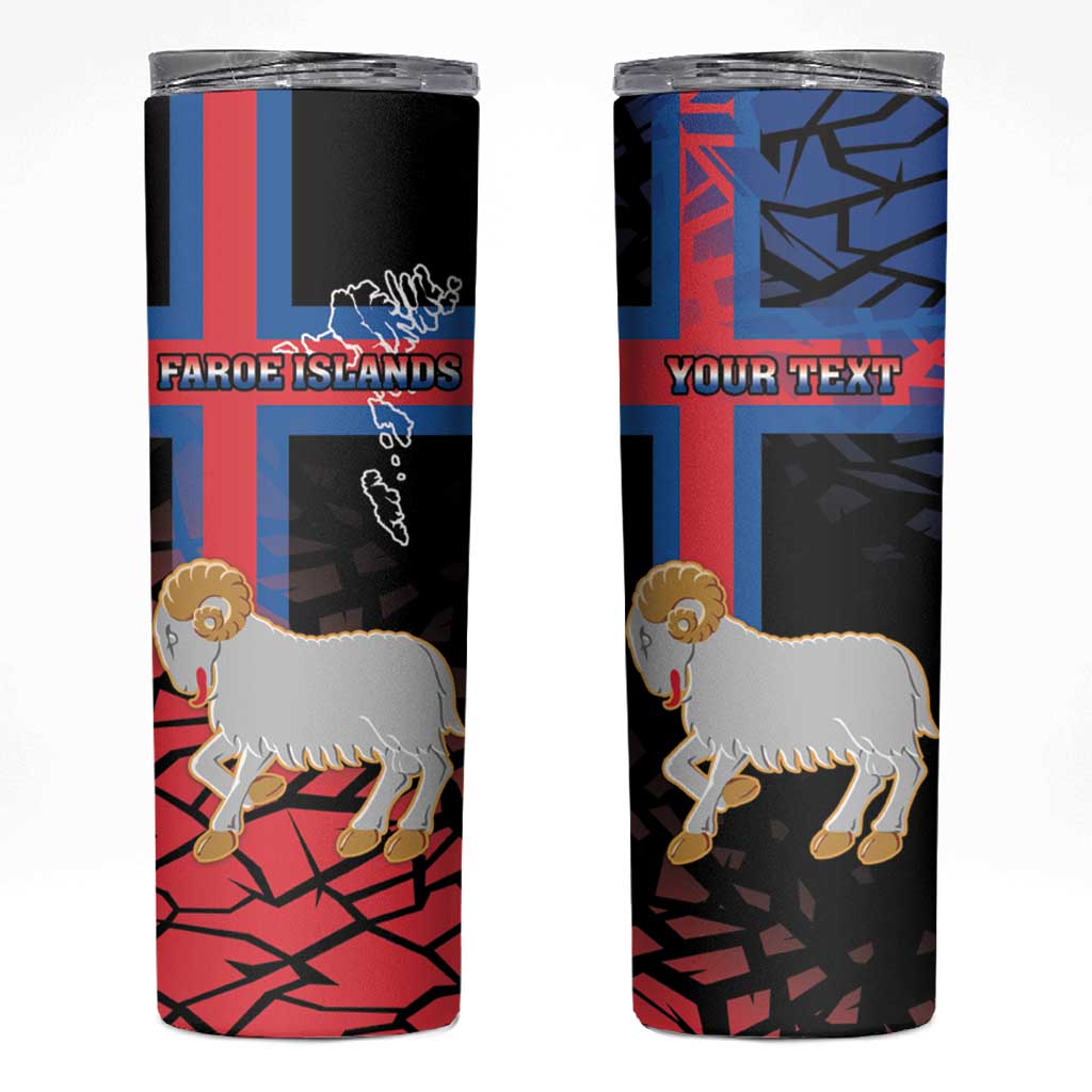 Personalized Faroe Islands Skinny Tumbler Coat Of Arms Flag Style