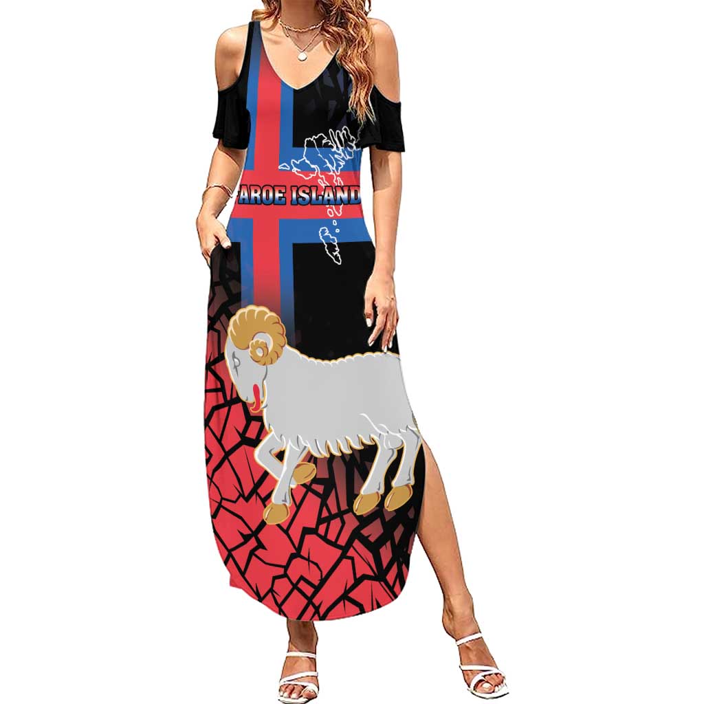 Personalized Faroe Islands Summer Maxi Dress Coat Of Arms Flag Style