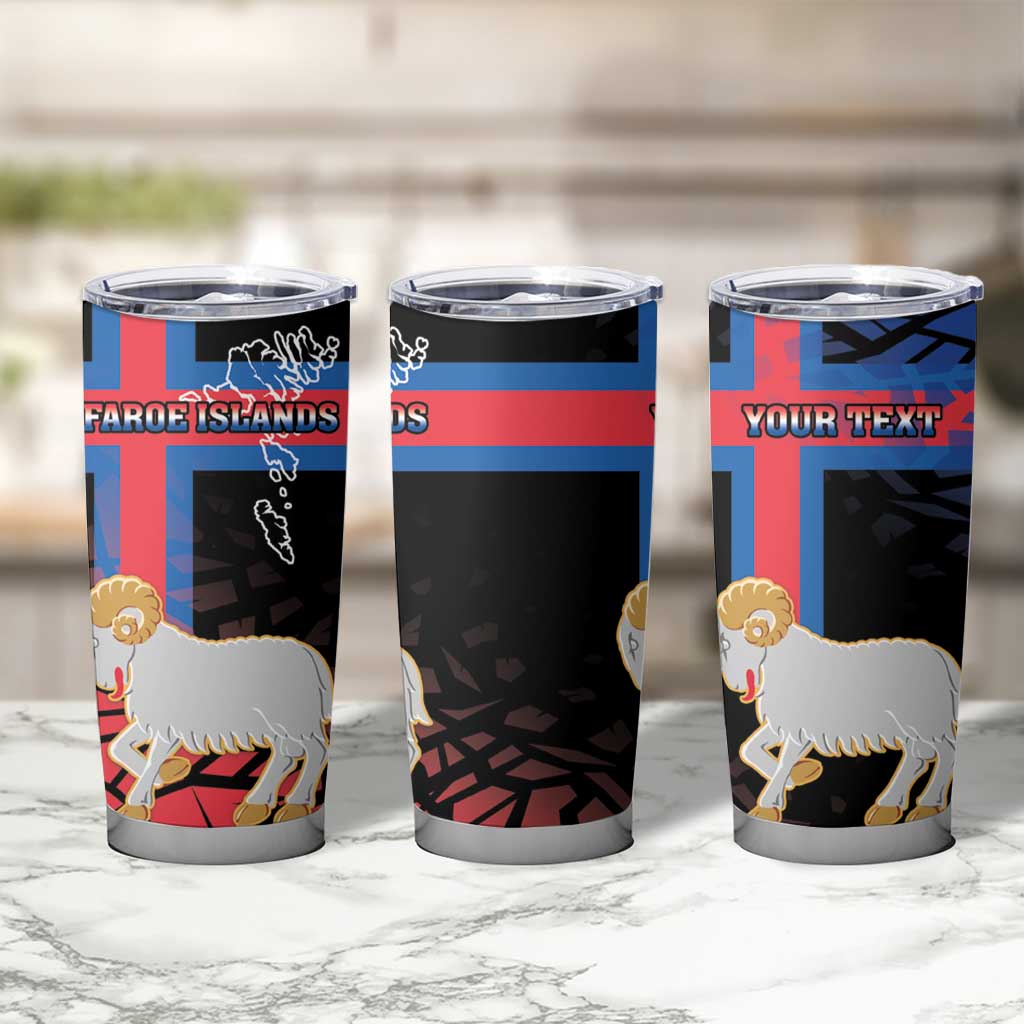 Personalized Faroe Islands Tumbler Cup Coat Of Arms Flag Style