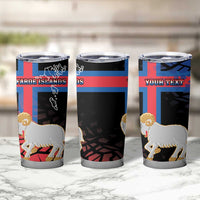 Personalized Faroe Islands Tumbler Cup Coat Of Arms Flag Style