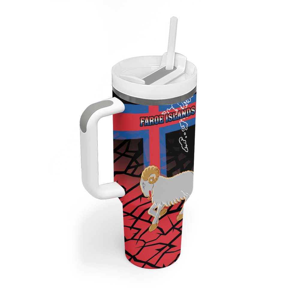 Personalized Faroe Islands Tumbler With Handle Coat Of Arms Flag Style