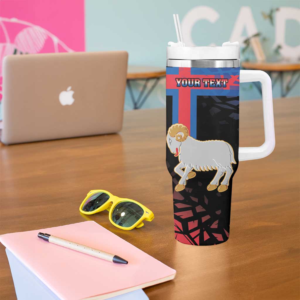 Personalized Faroe Islands Tumbler With Handle Coat Of Arms Flag Style