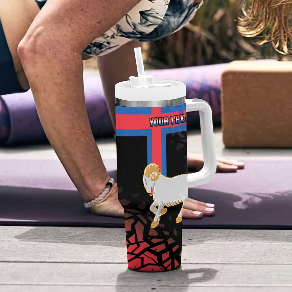 Personalized Faroe Islands Tumbler With Handle Coat Of Arms Flag Style