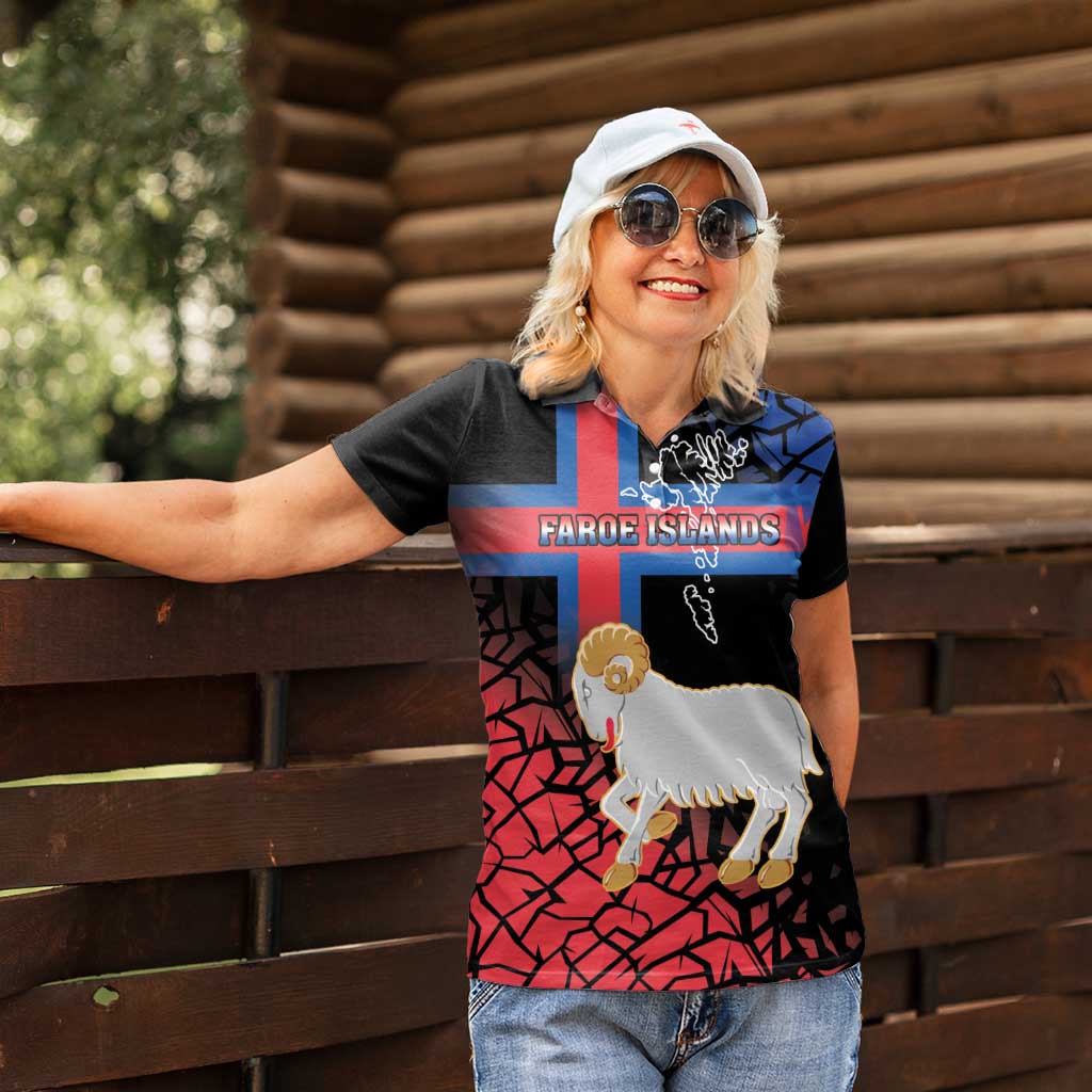Personalized Faroe Islands Women Polo Shirt Coat Of Arms Flag Style