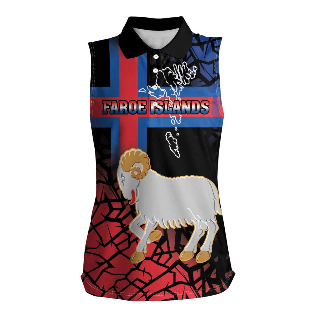 Personalized Faroe Islands Women Sleeveless Polo Shirt Coat Of Arms Flag Style