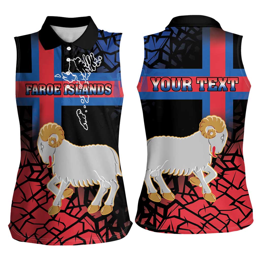 Personalized Faroe Islands Women Sleeveless Polo Shirt Coat Of Arms Flag Style