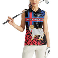 Personalized Faroe Islands Women Sleeveless Polo Shirt Coat Of Arms Flag Style