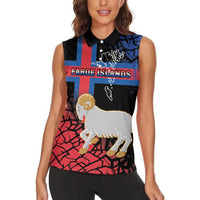 Personalized Faroe Islands Women Sleeveless Polo Shirt Coat Of Arms Flag Style