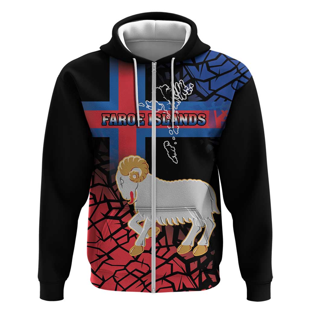 Personalized Faroe Islands Zip Hoodie Coat Of Arms Flag Style