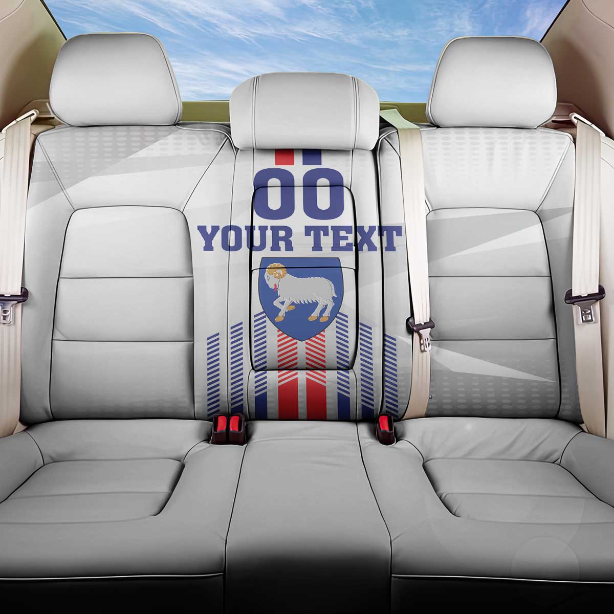 Custom Faroe Islands Football Back Car Seat Cover Go Champion White Version