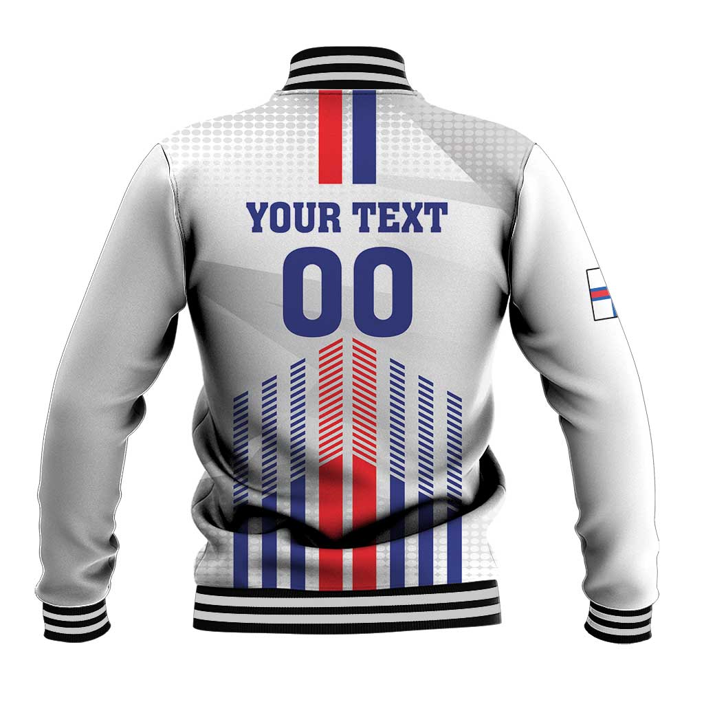 Custom Faroe Islands Football Baseball Jacket Go Champion White Version