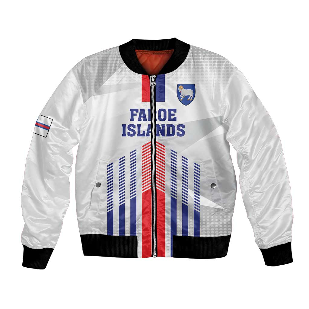 Custom Faroe Islands Football Bomber Jacket Go Champion White Version