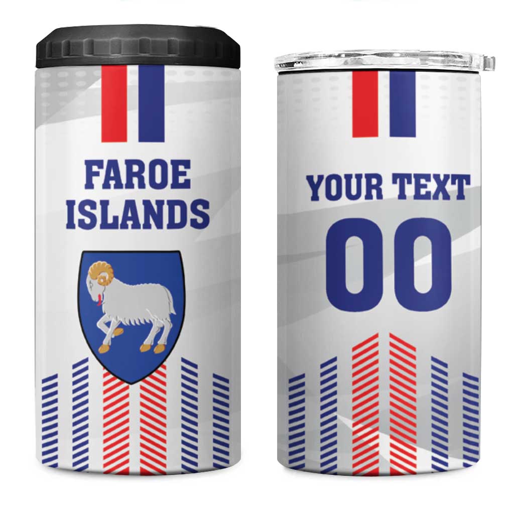 Custom Faroe Islands Football 4 in 1 Can Cooler Tumbler Go Champion White Version