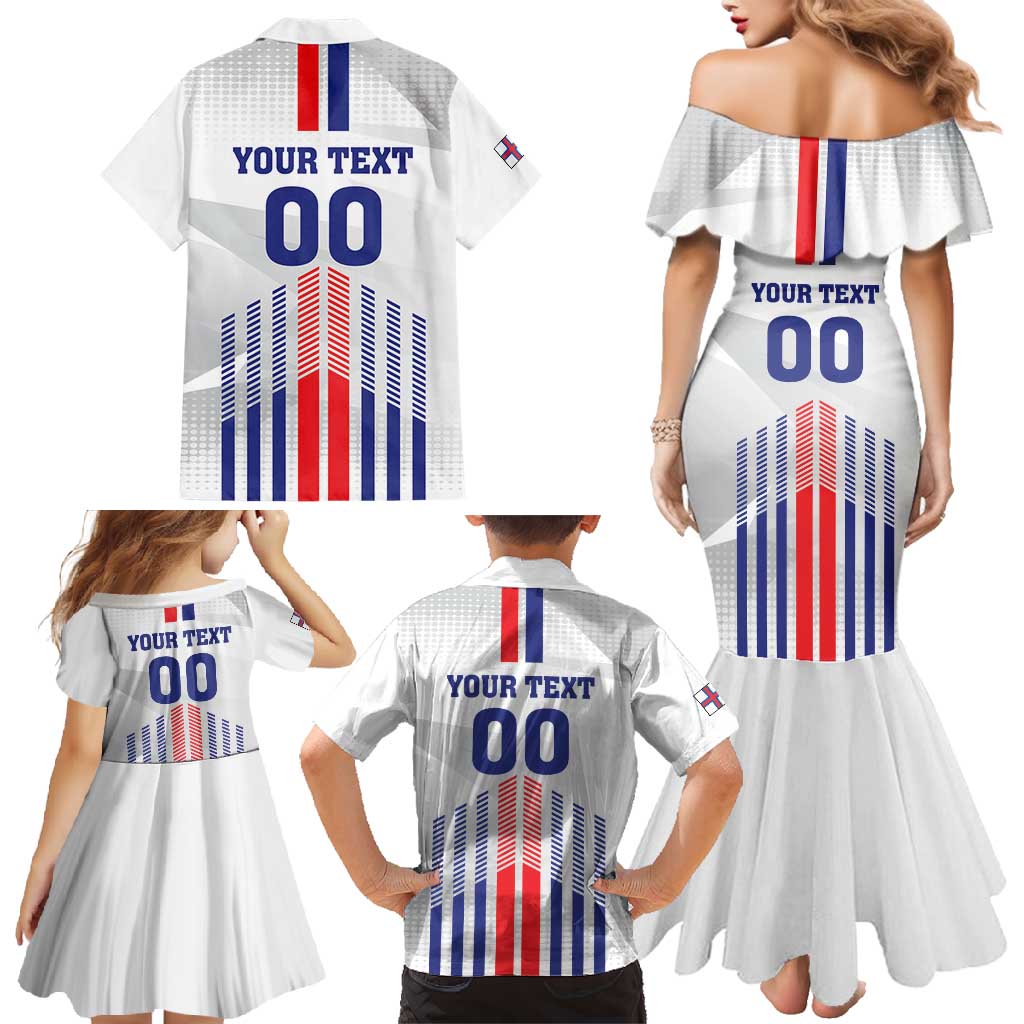 Custom Faroe Islands Football Family Matching Mermaid Dress and Hawaiian Shirt Go Champion White Version