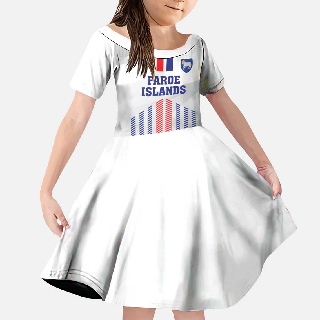 Custom Faroe Islands Football Family Matching Off Shoulder Maxi Dress and Hawaiian Shirt Go Champion White Version