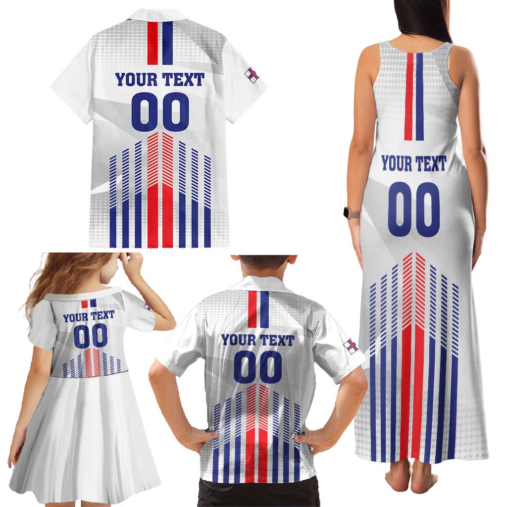 Custom Faroe Islands Football Family Matching Tank Maxi Dress and Hawaiian Shirt Go Champion White Version
