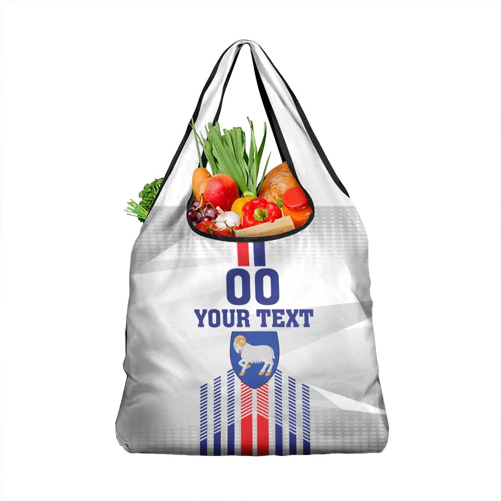 Custom Faroe Islands Football Grocery Bag Go Champion White Version