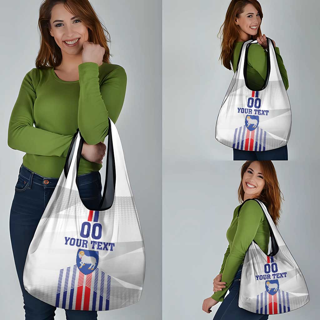 Custom Faroe Islands Football Grocery Bag Go Champion White Version