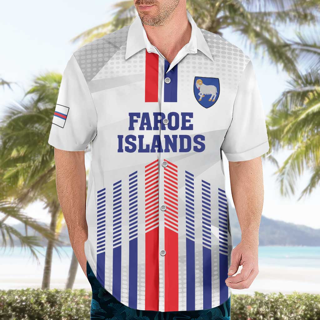 Custom Faroe Islands Football Hawaiian Shirt Go Champion White Version