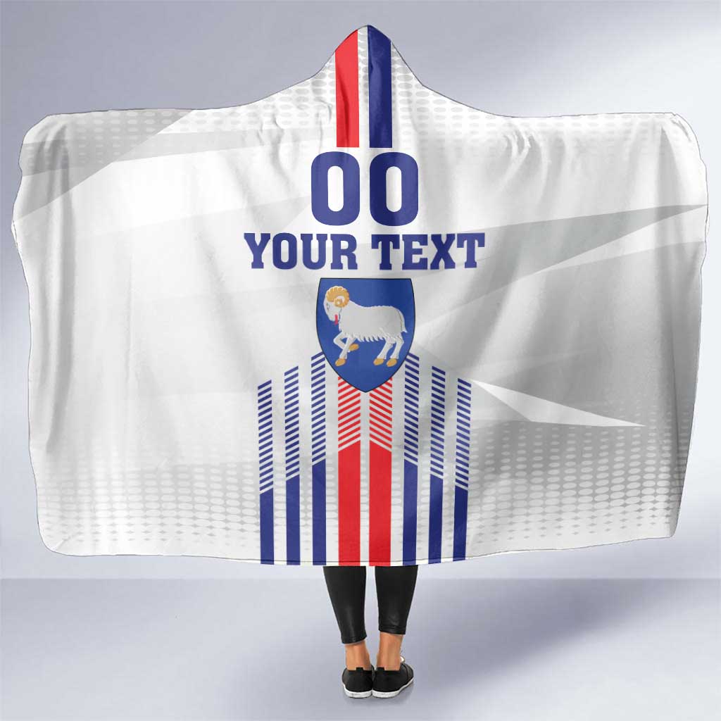 Custom Faroe Islands Football Hooded Blanket Go Champion White Version