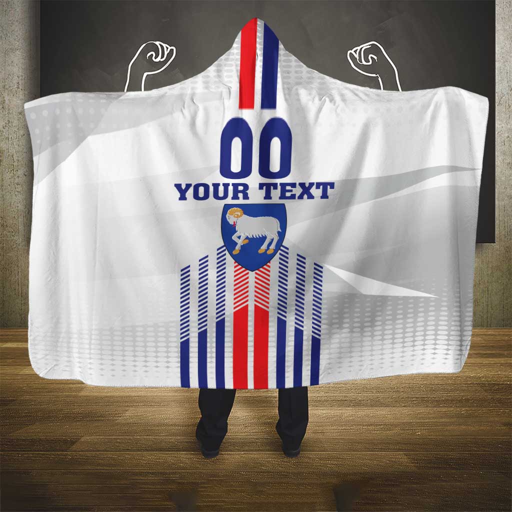 Custom Faroe Islands Football Hooded Blanket Go Champion White Version