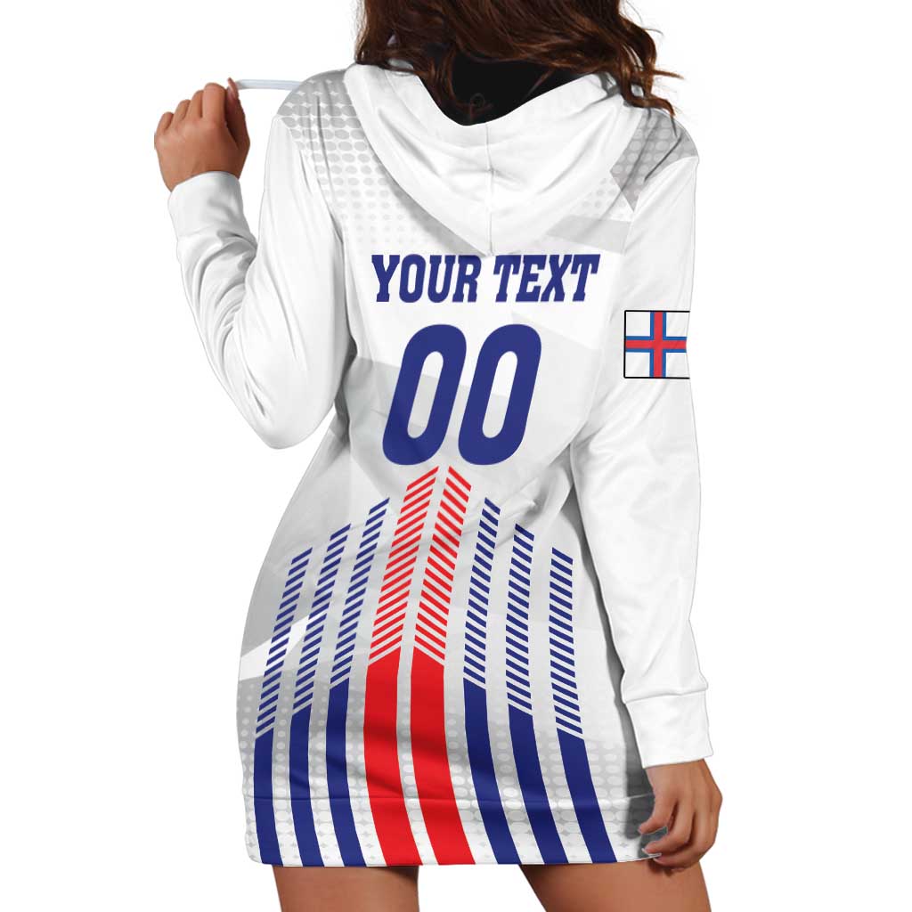 Custom Faroe Islands Football Hoodie Dress Go Champion White Version