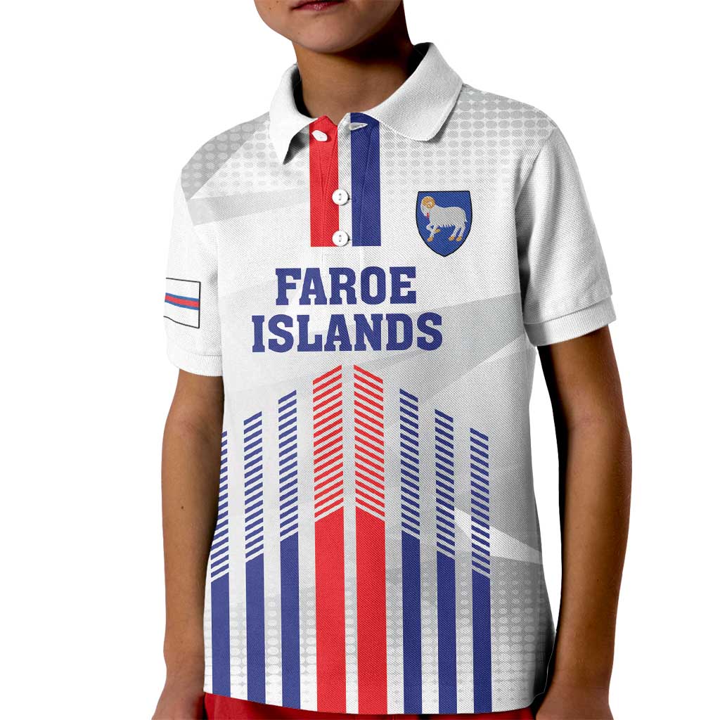 Custom Faroe Islands Football Kid Polo Shirt Go Champion White Version