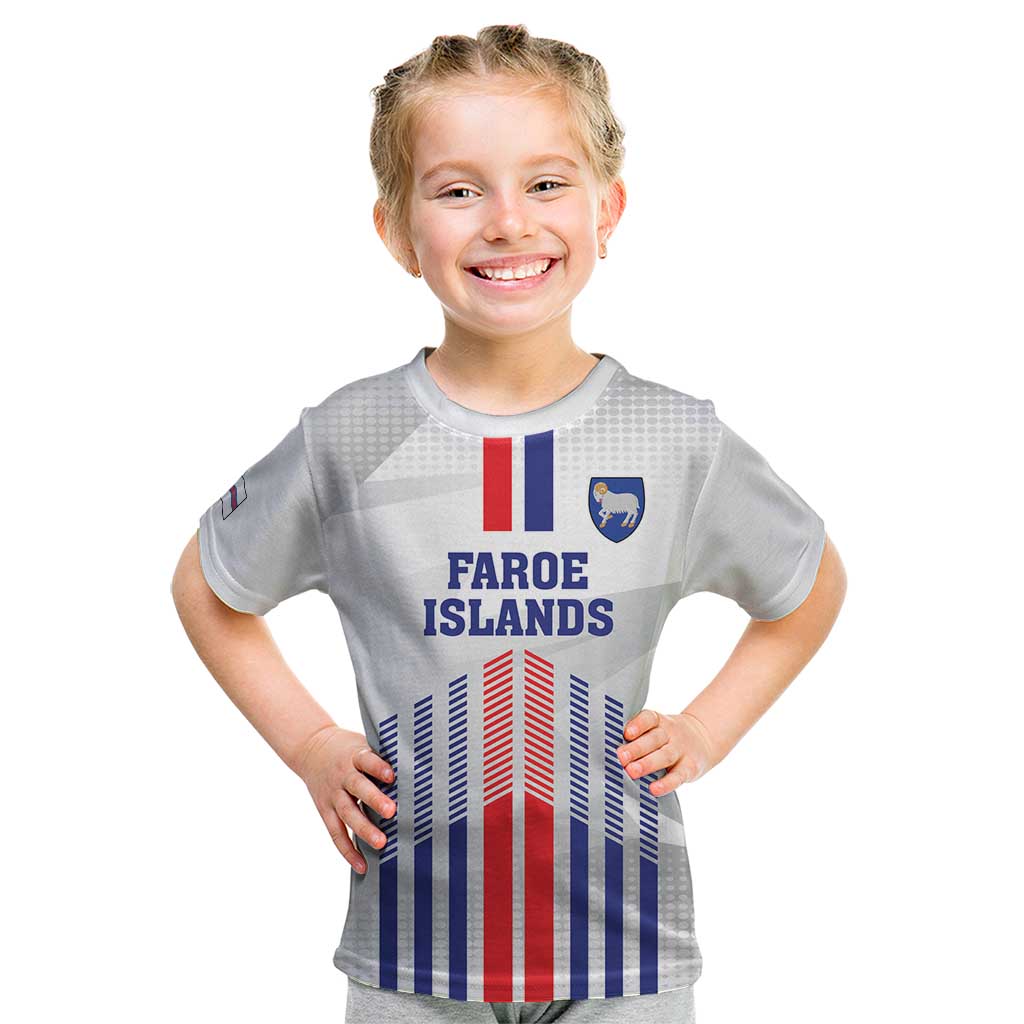 Custom Faroe Islands Football Kid T Shirt Go Champion White Version