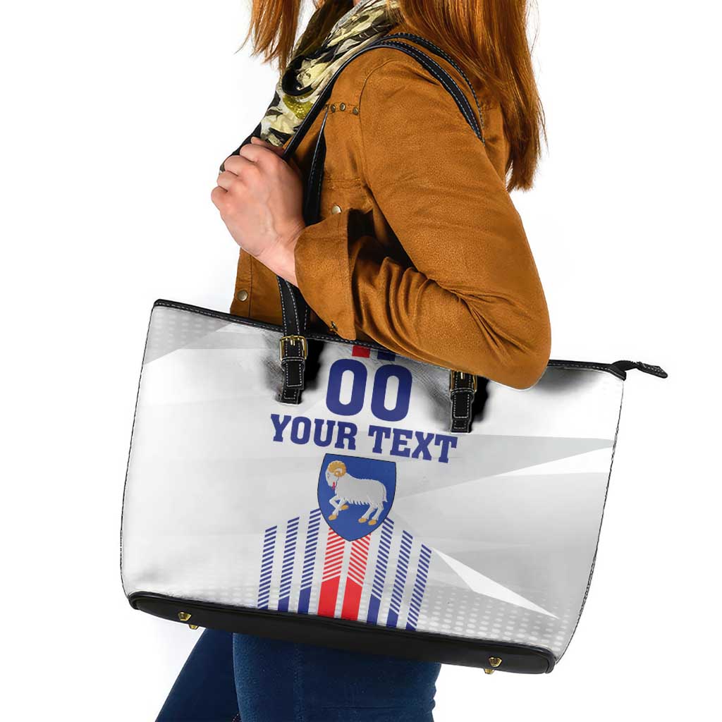 Custom Faroe Islands Football Leather Tote Bag Go Champion White Version