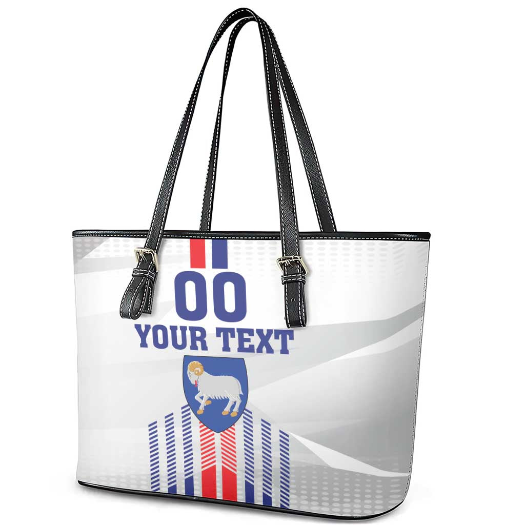 Custom Faroe Islands Football Leather Tote Bag Go Champion White Version